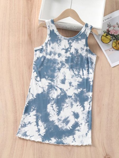 

girls tie dye tank dress she01, Red;yellow
