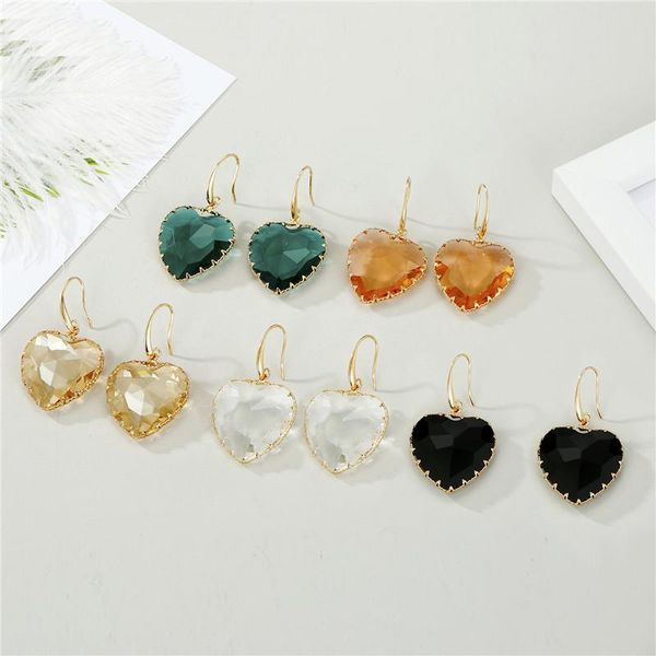 

dangle & chandelier 1pair korea clear crystal drop earrings for women female jewelry geometric heart earings eardrop wedding earing e335, Silver