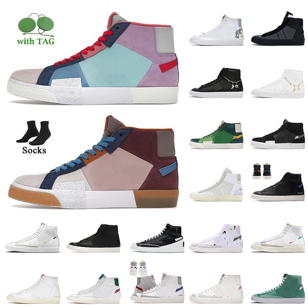 

blazer mid 77 vintage platform casual shoes for women mens zoomes color code black pendants mosaic brown multi white grim reaper lx lucky ch, White;red