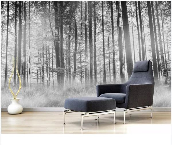 

wallpapers wdbh custom po mural 3d wallpaper forest grove black and white artistic landscape wall for living room1