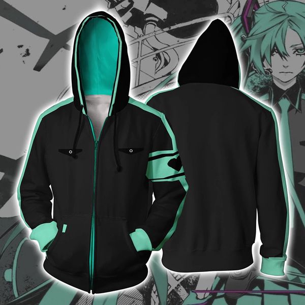 

аниме hatsune miku cosplay толстовки 3d печатный толстовки на молнии куртка форменная для мужчин женщин, Black