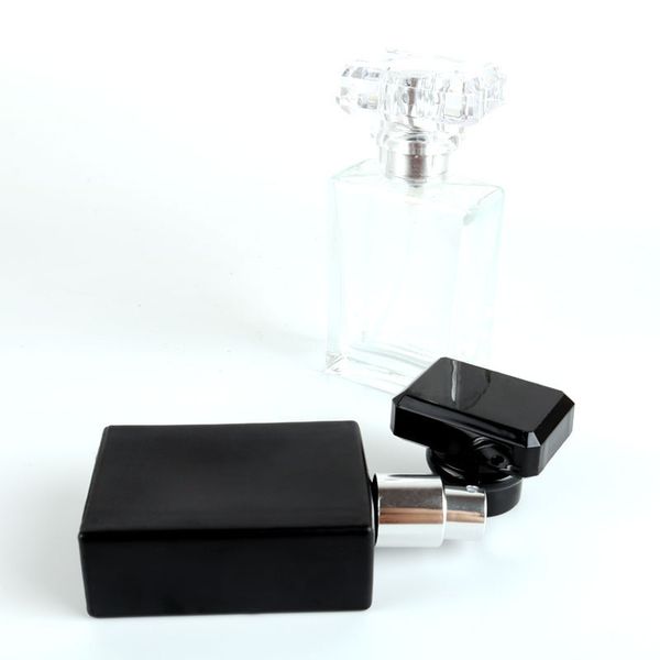 

30ml transparent black glass bottle square spray perfume bottle wholesale