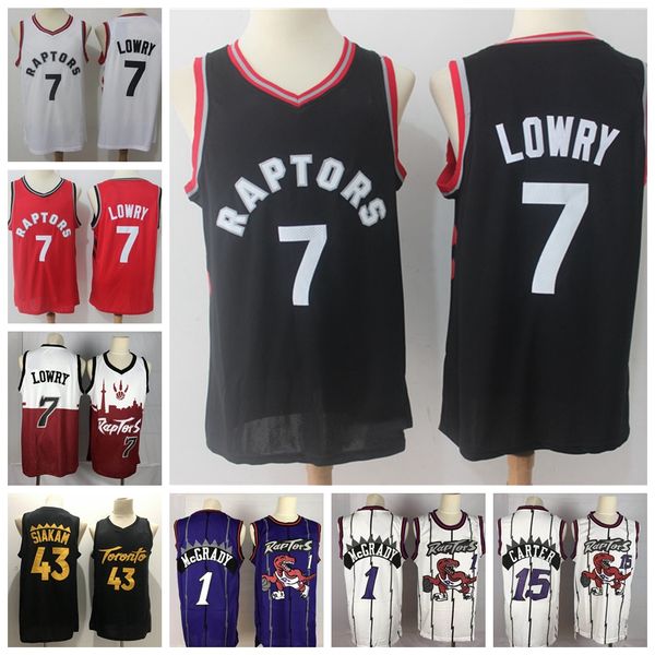 

ncaa tracy 1 mcgrady jersey mens kyle 7 lowry vince 15 carter pascal 43 siakam retro college basketball jerseys stitched, Black