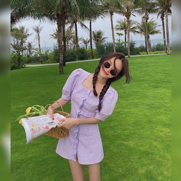 

2020 mengyan цвета новых летний запуска лаванда нежного стиль леди плед квадратный воротник 2020 mengyan цвет новые летний запуск лаванда не, Black;gray