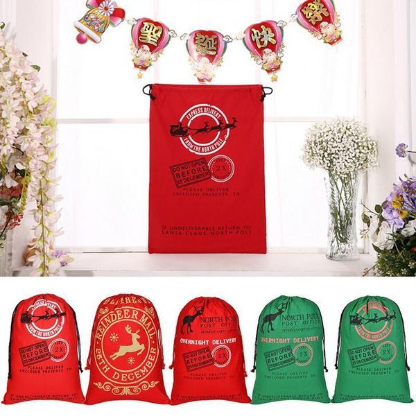 

christmas decorations cotton canvas gift bag drawstring harness pocket storage bag1