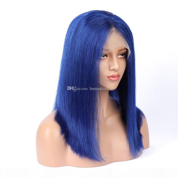 

blue human hair weave wigs blue full lace wig peruvian virgin human hair glueless wigs human hair front lace wig, Black;brown