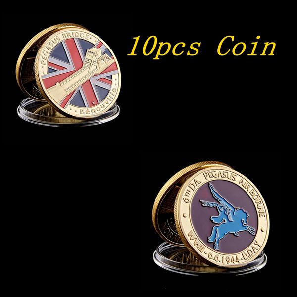 

10pcs 1944.6.6 d-day normandy great war craft 70th anniversary metal 1oz gold plated challenge coin collection hard capsule