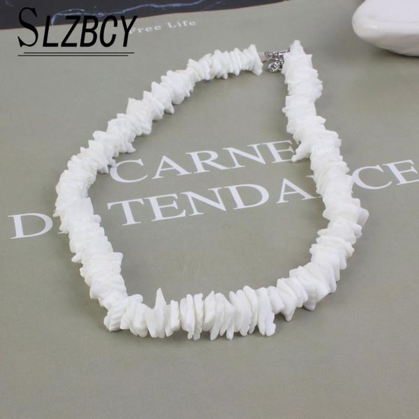 

white shell necklaces for women girls metal button necklace chokers simple summer beach jewelry collar wholesale, Golden;silver
