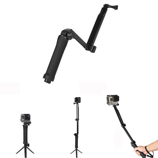 

go pro accessories 3-way hand grip tripod monopod selfie stick for 7 6 5 4 3 sj8pro yi 4k dji osmo action camera h8 h9r