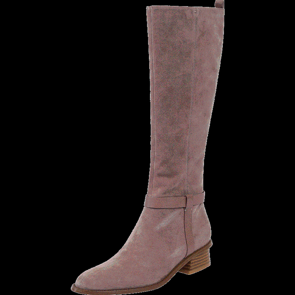 

boots women's natural suede leather flats knee high round toe winter warm plush long pink casual shoes women, Black