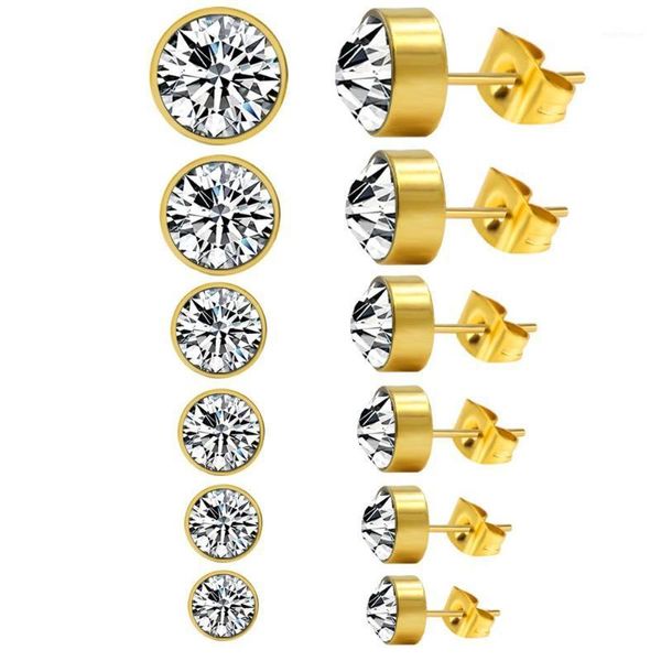 

stud luxukisskids kids earrings for women set 6pairs/box earings 2021 fashion jewelry stainless steel earring pendientes brincos1, Golden;silver