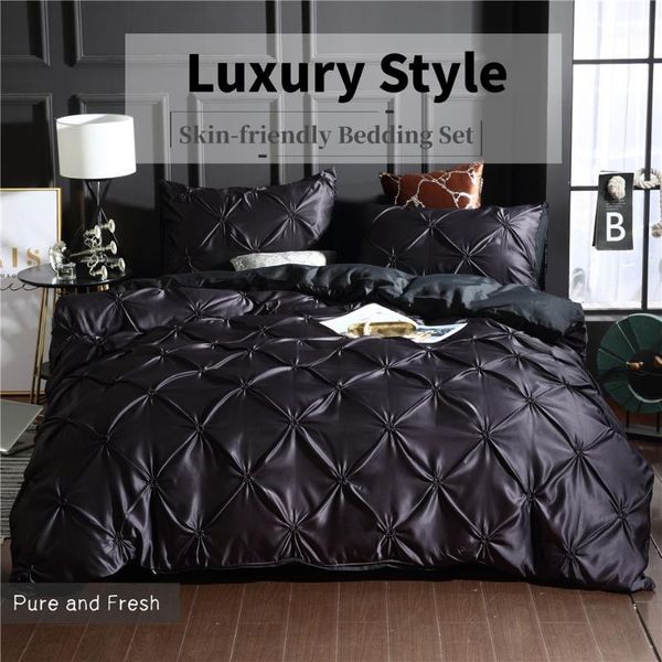 

european style washed silk bedding 3 pieces black blue red quilt cover king with pillowcase solid double duvet cover set1