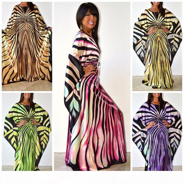 

african dress for women fashion zebra stripe print dress plus size maxi dress long robe africaine vetsido, Black;gray