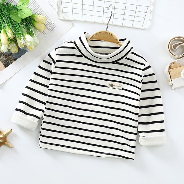 

autumn new children's clothes baby boys plush high collar bottoming shirt winter kids girls long sleeve warm toddler sweater, Blue