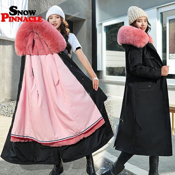 

2020 women winter x-long fur jackets coat casual slim thicken warm hooded parkas coat solid outwear plus size1, Black