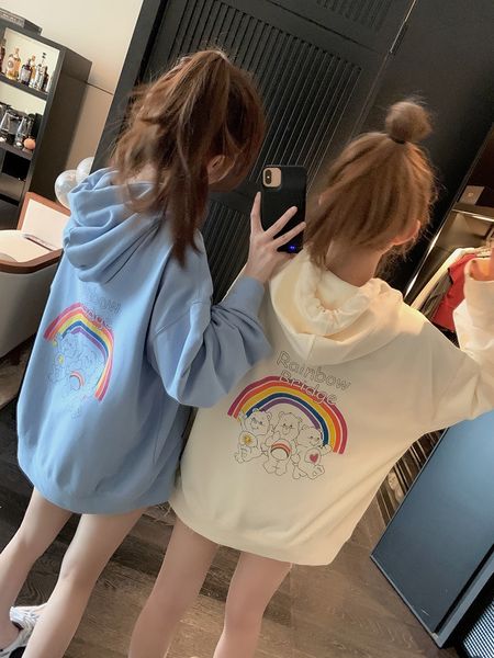 

hatah zhenzhen hooded sweater women's style korean loose 2020 popular internet celebrity early sweatersuper sweatercoat autumn ce, Black