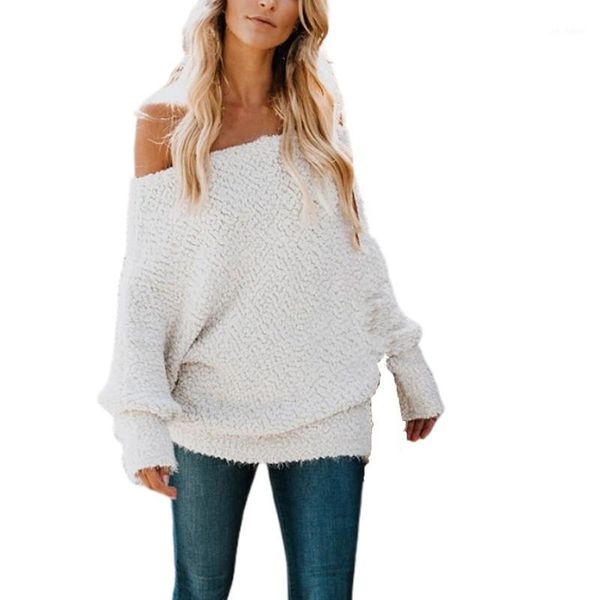 

womens sweaters women fashion o-neck solid color long sleeves loose casual oversized sweater pullover femme coats1, White;black