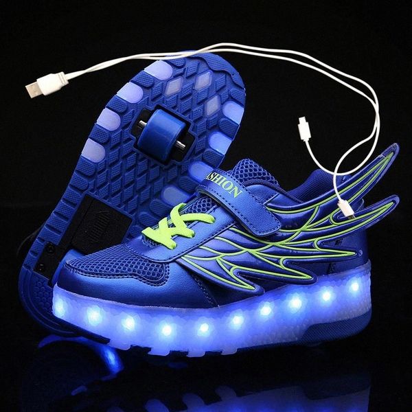 

2020 new usb charge led colorful children kids fashion sneakers with two wheels roller skate shoes boys girls shoes #cn0a