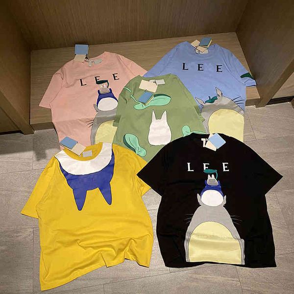 

2022 factory wholesale new summer fresh and simple cartoon kitten print round neck short sleeve age reducing loose t-shirt lo120766, White