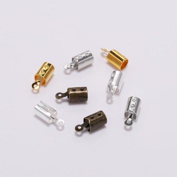 

100pcs/lot 5*12mm fold over crimp cord end findings leather clasp tip end for jewelry making diy bracelet necklace c bbyrrc, White;red