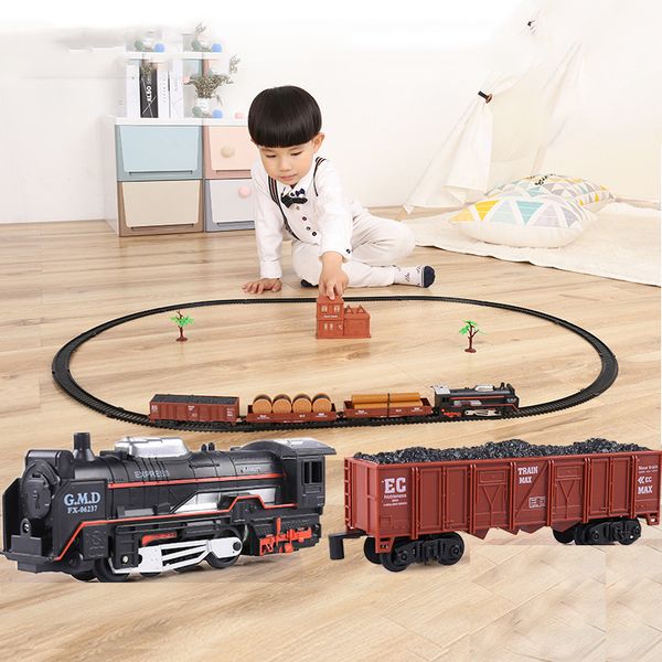 

children's track diy assembled toy with engine classic set electric boy birthday model train