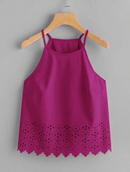 

scallop edge laser cut cami p5lw#, White