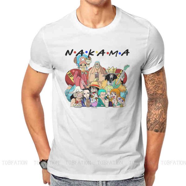 Tek Parça Anime Nakama T Gömlek Harajuku Punk Yüksek Kaliteli Tshirt Büyük O-Boyun Streetwear Y220208