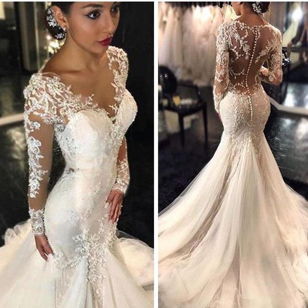 

2021 new beautiful ribbon mermaid african style petite fishtail sleeves wedding gowns q110, White
