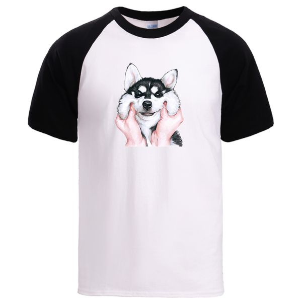

kawaii husky print short sleeve crewneck summer short sleeve cool fashion raglan tees male tshirt hooded sweatshirt hoodie men t shirt