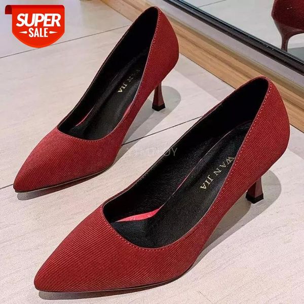 

women's new suede leather pumps thin high heels big size office work ladies shoes pointed toe zapatos rojos mujer #qy4d, Black