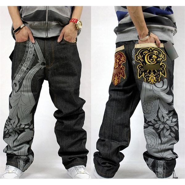 

summer hip hop rap baggy jeans for mens embroidery pants fashion denim male loose jeans dance straight trousers full length 201111, Blue