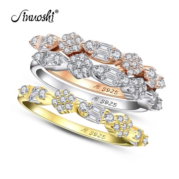 

ainuoshi fashion 925 sterling silver half eternity engagement ring sets simulated diamond wedding silver 3 pieces rings jewelry y200107, Slivery;golden