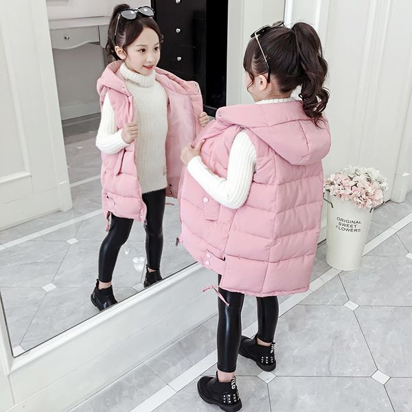 

fashion hooded warm vest for kids girls autumn winter children thicken down jackets sleeveless wadded waistcoat for teenagers 0930, Camo