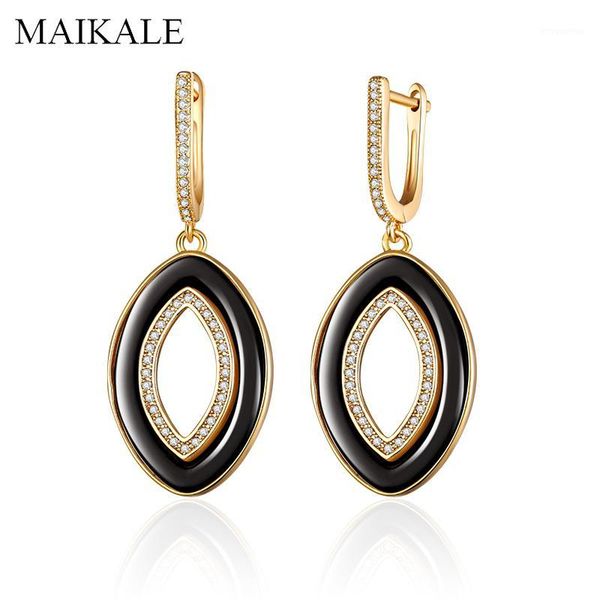 

maikale simple black white ceramic earrings for women cubic zirconia gold drop earrings fashion jewelry gifts for girls1, Silver