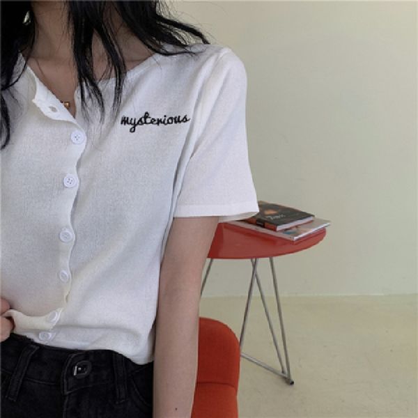 

dunyv opembroid new black embroidery summer coatslim knitted cardiganversatile korean sleeve eminine style summer 2020 new korean, White;black