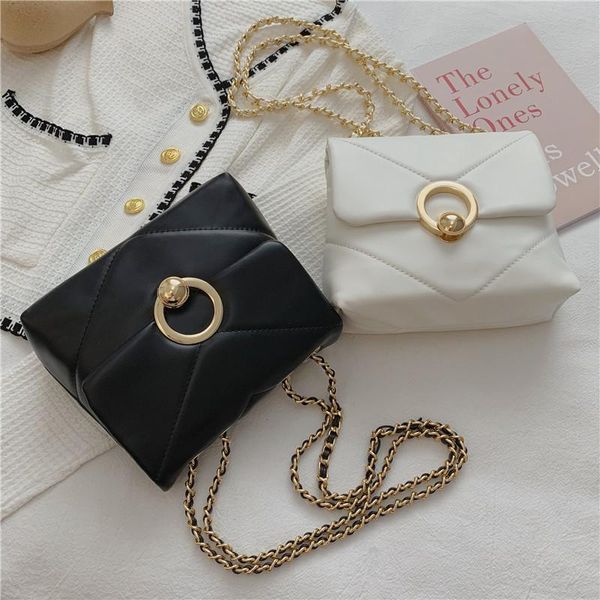 

bag women's bag new 2020 autumn and winter lock chain underarm simple fashion square sling messenger