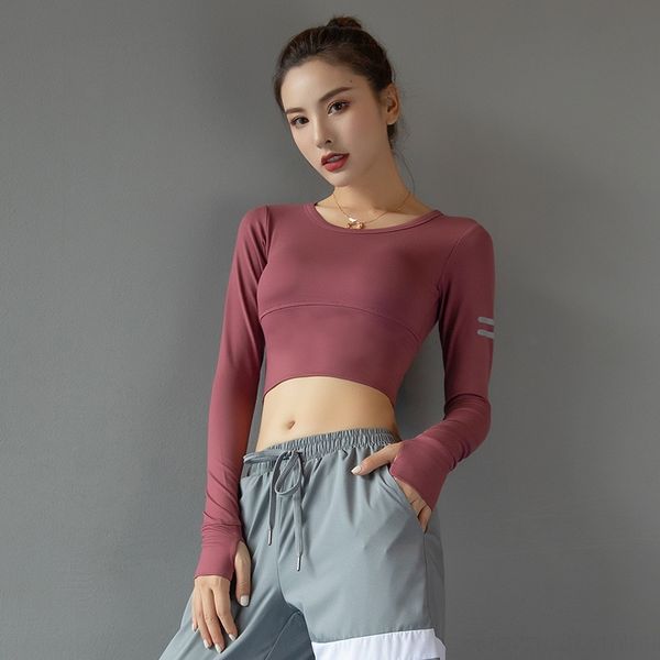 

lqgmy тощих растянуть грудную клетку женщин быстросохнущий короткий пупок спорта сексуального работающий одежду с 2020 прокладочной йогой од, Gray