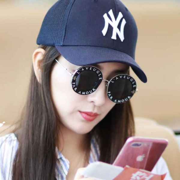 

with bee looking glasses for star personality pink black letter round sunglasses net red sunglasses female trend, White;black