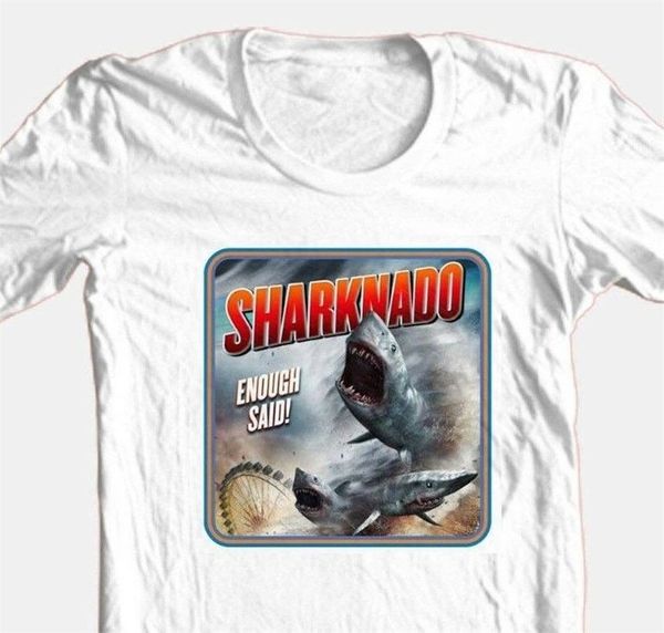 

sharknado t-shirt b-movie sci fi horror film 100% cotton graphic white tee shirt festive plus size sport hooded sweatshirt hoodie