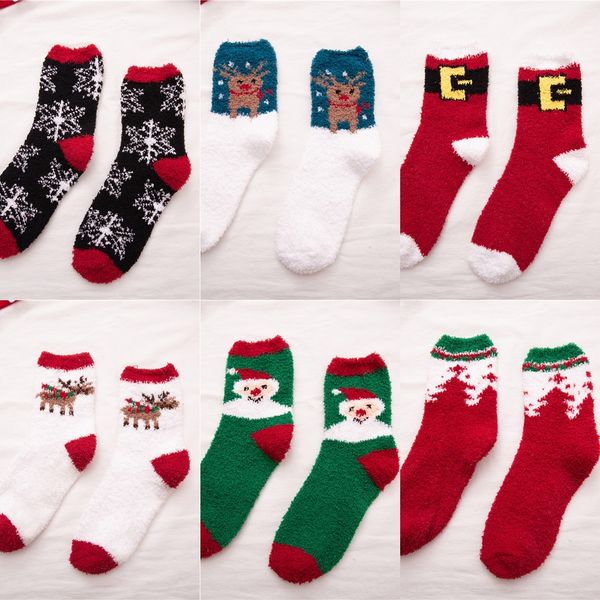 

women's new 2020 coral velvet warm thickened half velvet old man elk snowflake warm christmas socks christmas socks n5h6r, Black