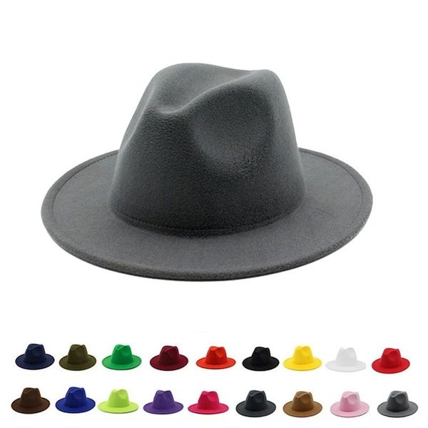 

wide brim hats fashion classical fedoras hat felt man and woman no belt spring winter vintage stylish lady top, Blue;gray