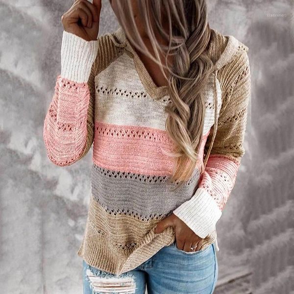 

yoga outfits autumn v neck patchwork sweater women casual long sleeve knitted winter striped t-shirt jumpers1, White;red