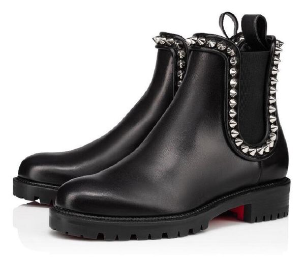 

famous winter lug sole red bottom capahuttas ankle boots women booty black genuine leather ladies bottes luxurious red sole booties