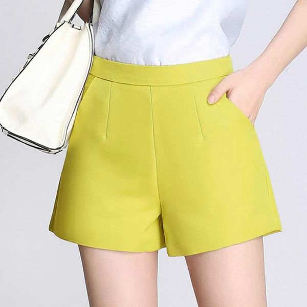 

women's shorts summer fashion women high waist 3xl xxl wide leg yellow black , casual female woman spring slim white, White;black