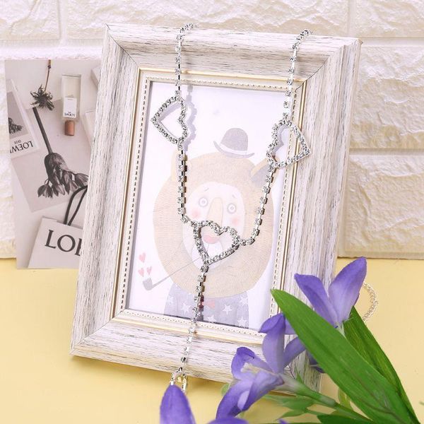 

Sexy Waist Chain Rhinestone Heart to Heart Body Chain For Party Beach Auto Show 85WB, Black;brown