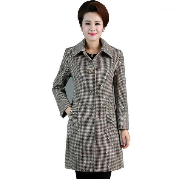 

2020 european fashion for women large size coat autumn windbreaker new lattice coats middle age women clothes 011, Tan;black