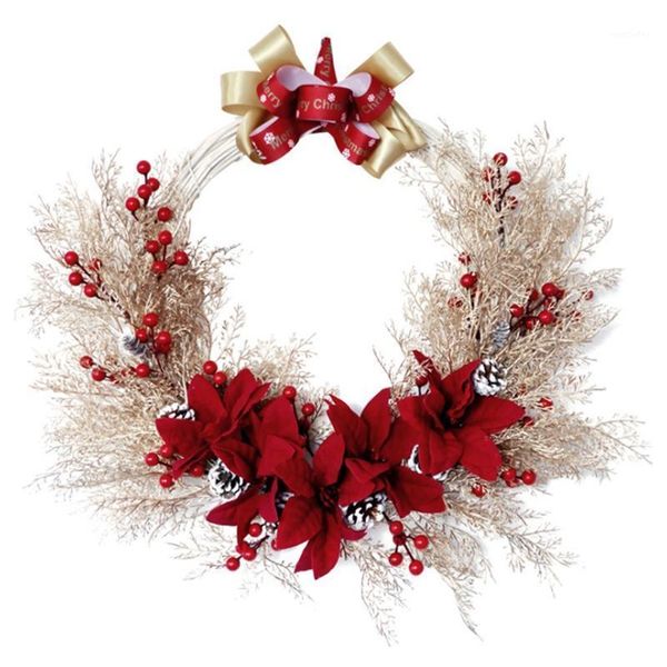 

decorative flowers & wreaths simulation gold wreath christmas door decoration holiday window ornaments1