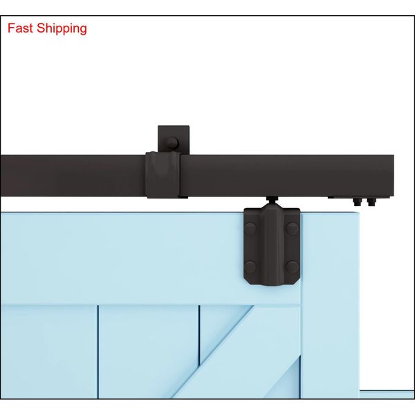 

diyhd 5ft-8ft smooth black box rail heavy duty barn door hardware interior outside door s qylmty yh_pack