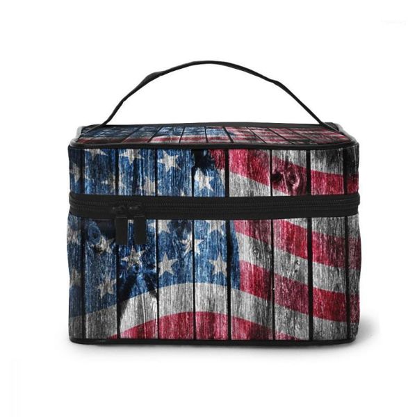 

cosmetic bags & cases women bag makeup case wooden usa flag make up storage pouch toiletry beauty wash bag1