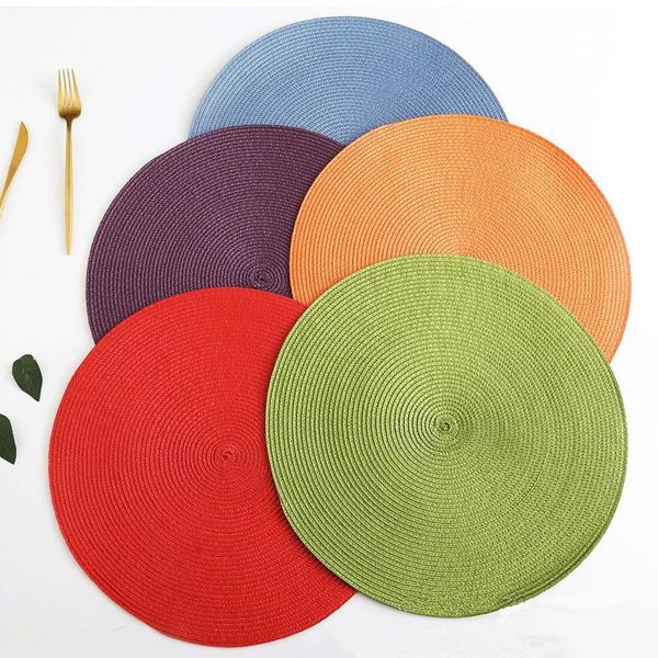 

placemat table mat round placemats pp plastic woven dining table mat heat insulation pot holder cup coasters kitchen accessories bbyqlm